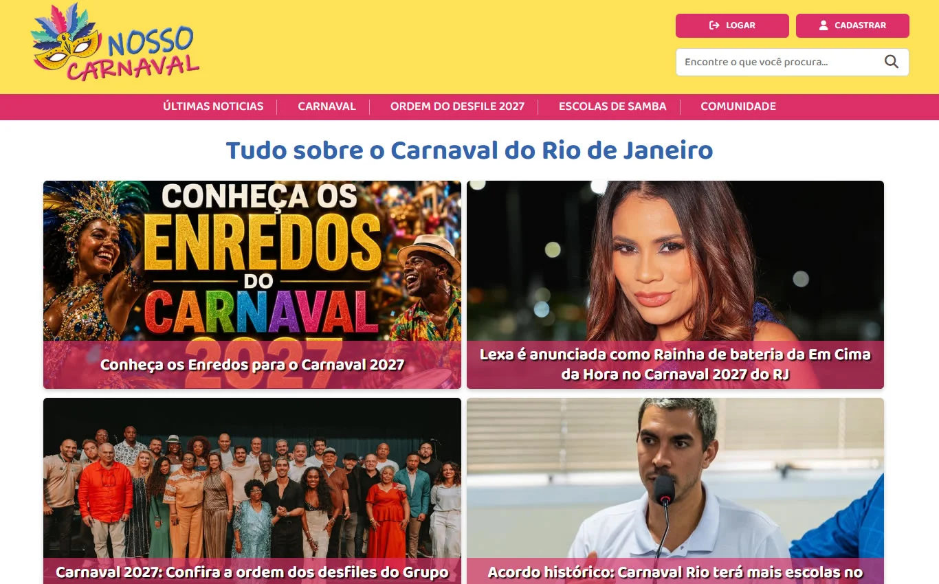 Captura de tela do site Nosso Carnaval